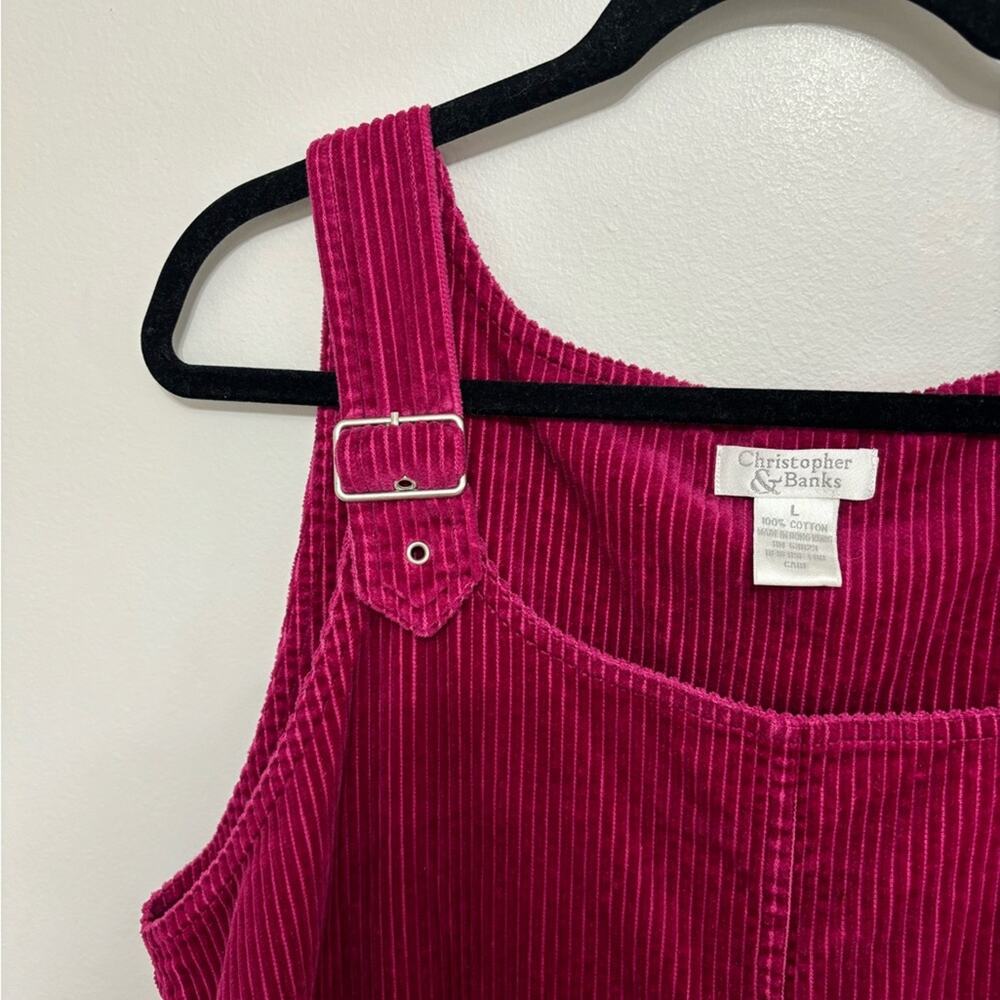 American Vintage Burgundy Corduroy Mini Pinafore Dress - Picture 4 of 4